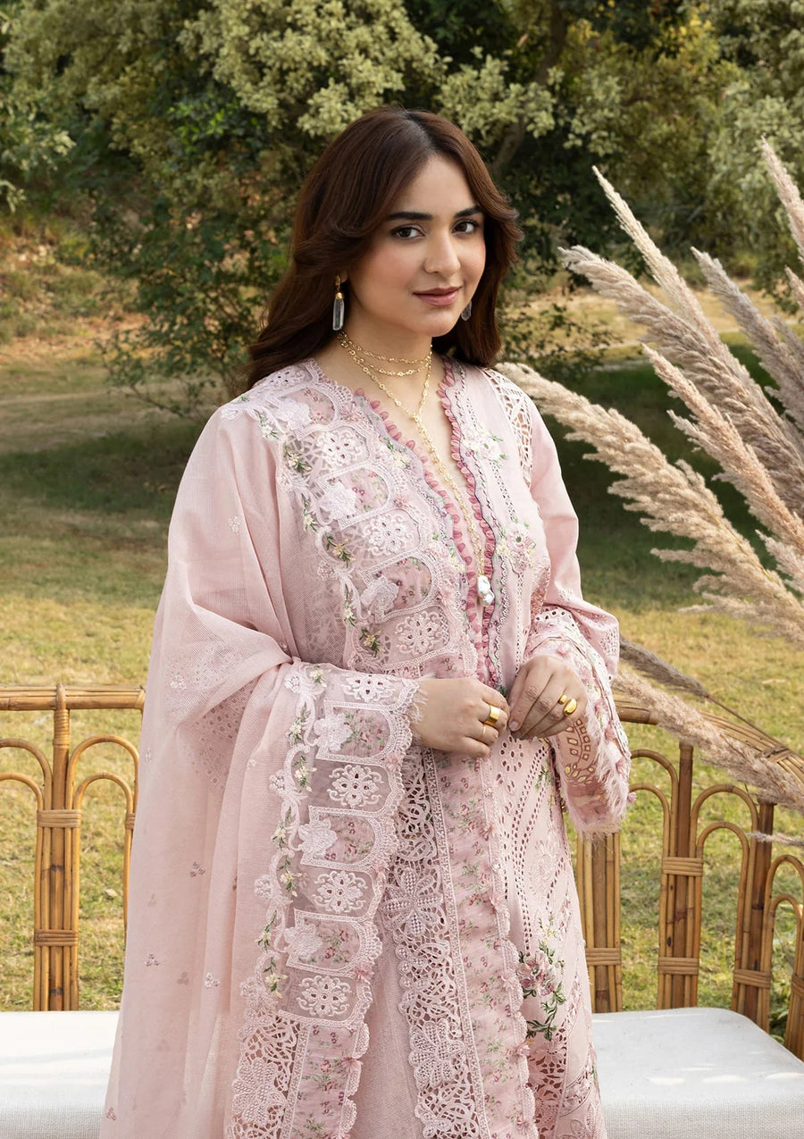 Elaf Premium Embroidered Luxury Lawn Unstitched 3Pc Suit ELY-04A BLOOMING