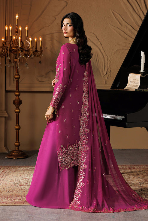 Emaan Adeel Celeste Embroidered Chiffon Unstitched 3Pc Suit - EMBER