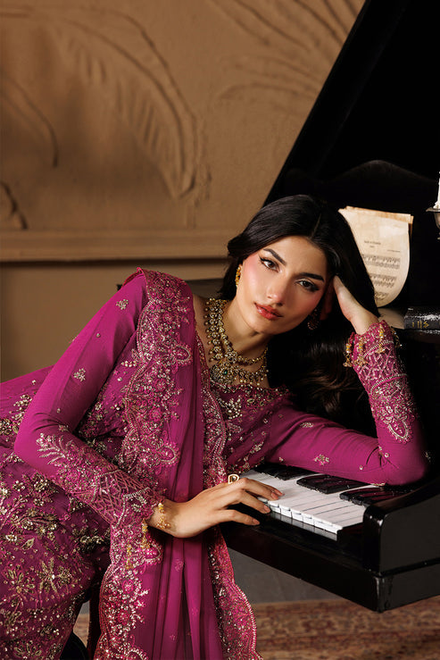 Emaan Adeel Celeste Embroidered Chiffon Unstitched 3Pc Suit - EMBER