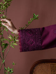 Faiza Faisal Winter Unstitched Embroidered Khaddar 3Pc Suit - Ember