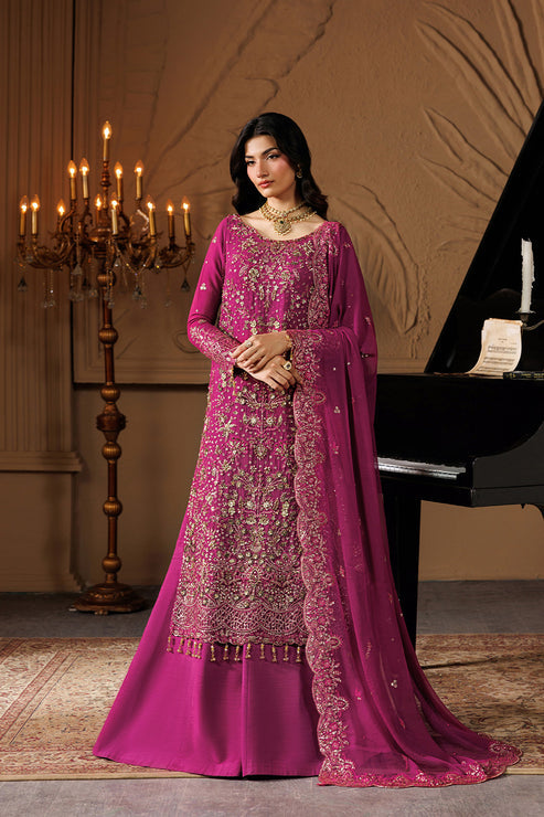 Emaan Adeel Celeste Embroidered Chiffon Unstitched 3Pc Suit - EMBER