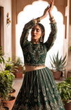 Aylin Wedding Formal Embroidered Net Unstitched 3Pc Suit - EMERALD