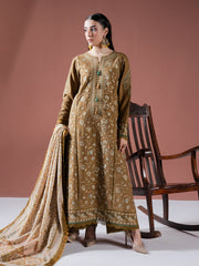 Faiza Faisal Winter Unstitched Embroidered Karandi 3Pc Suit - EMIRA