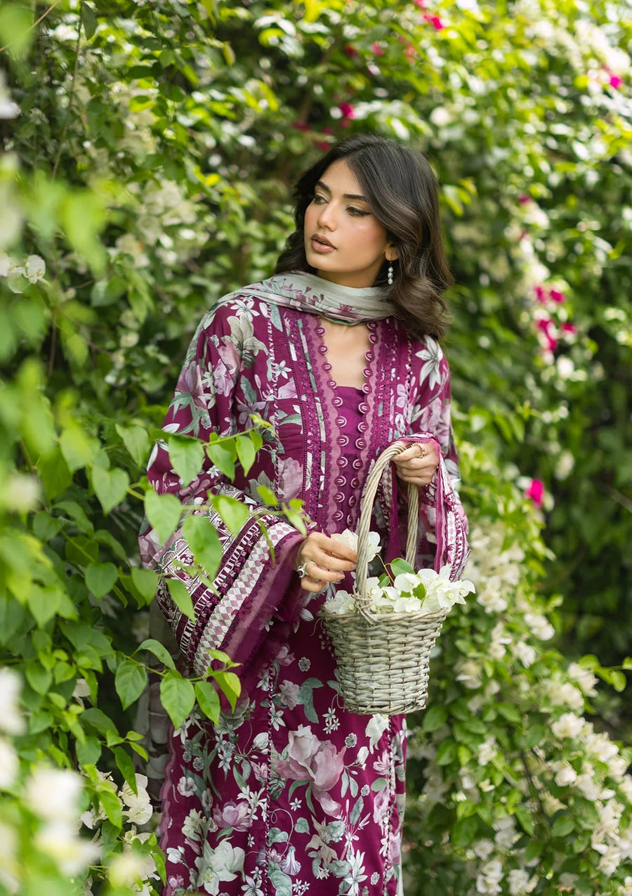 Elaf Premium Bridgerton Printed Lawn Unstitched 3Pc Suit EPB-4B DOLCE ROSA