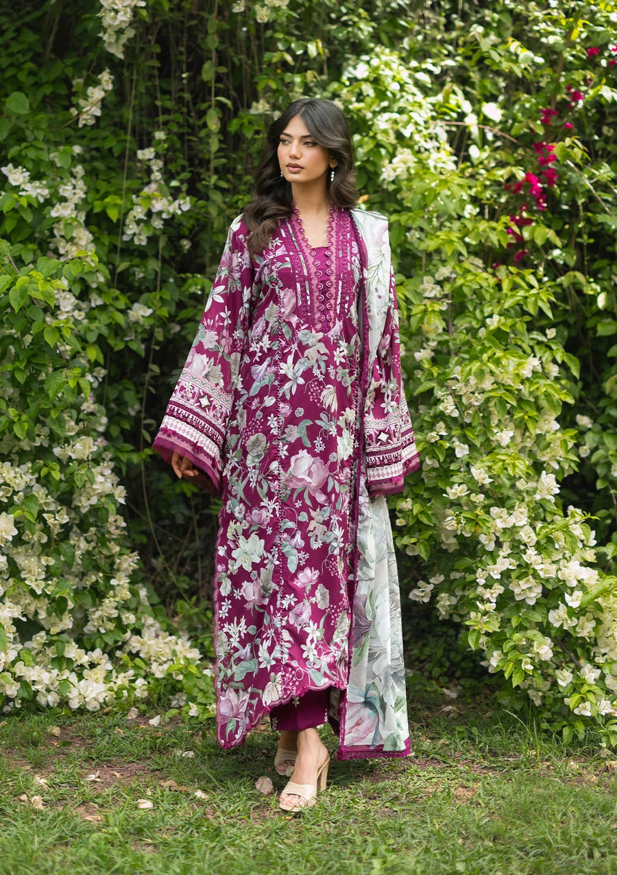 Elaf Premium Bridgerton Printed Lawn Unstitched 3Pc Suit EPB-4B DOLCE ROSA