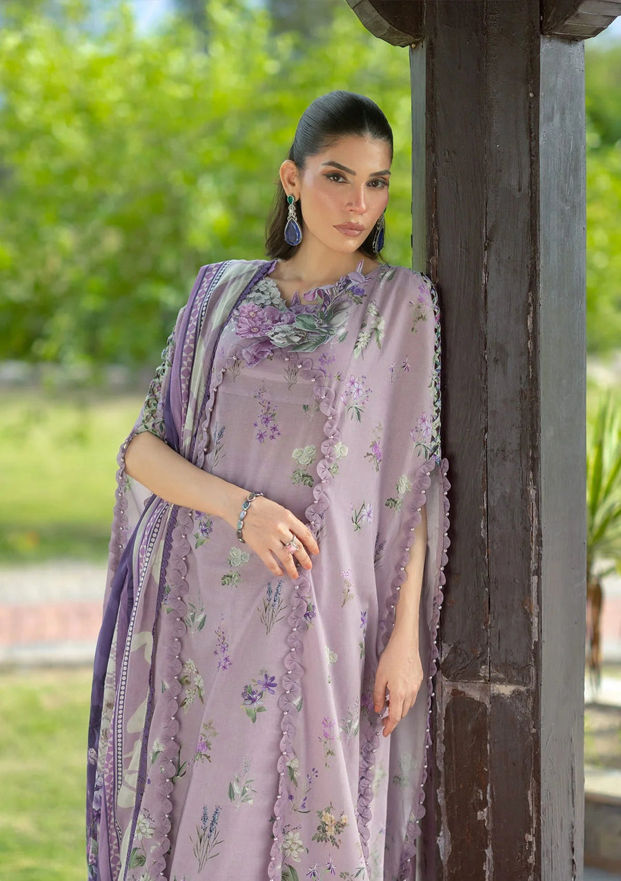 Elaf Premium Bridgerton Printed Lawn Unstitched 3Pc Suit EPB-6A LILAC GARDEN