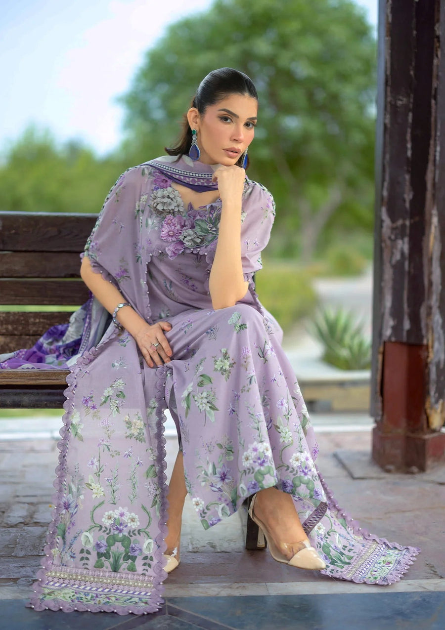 Elaf Premium Bridgerton Printed Lawn Unstitched 3Pc Suit EPB-6A LILAC GARDEN