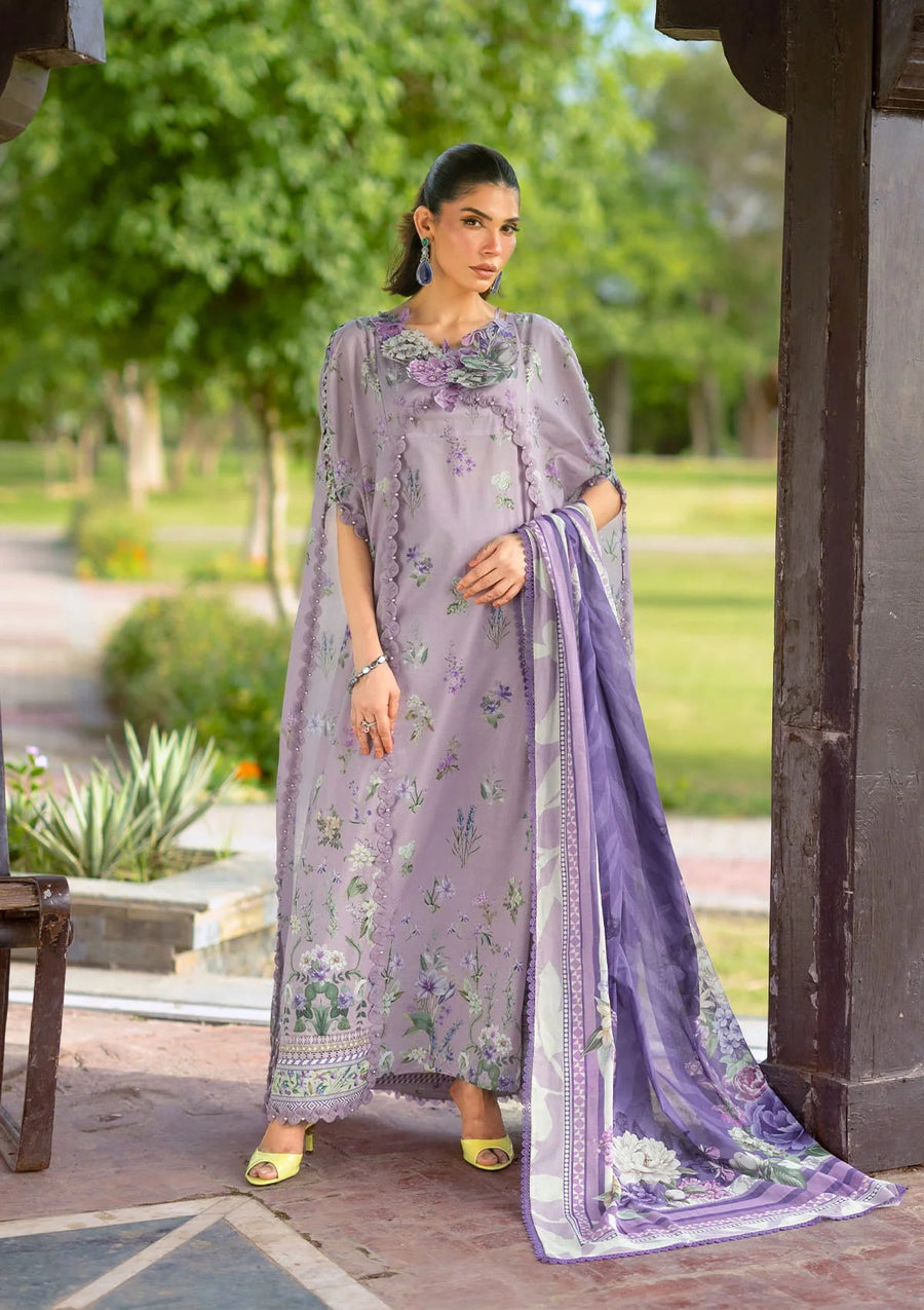 Elaf Premium Bridgerton Printed Lawn Unstitched 3Pc Suit EPB-6A LILAC GARDEN