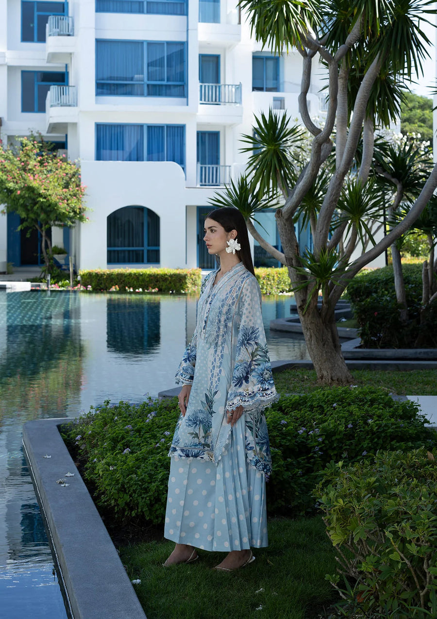 Elaf Premium Santorini Printed Lawn Unstitched 3Pc Suit EPN-1A OCEAN PETALS