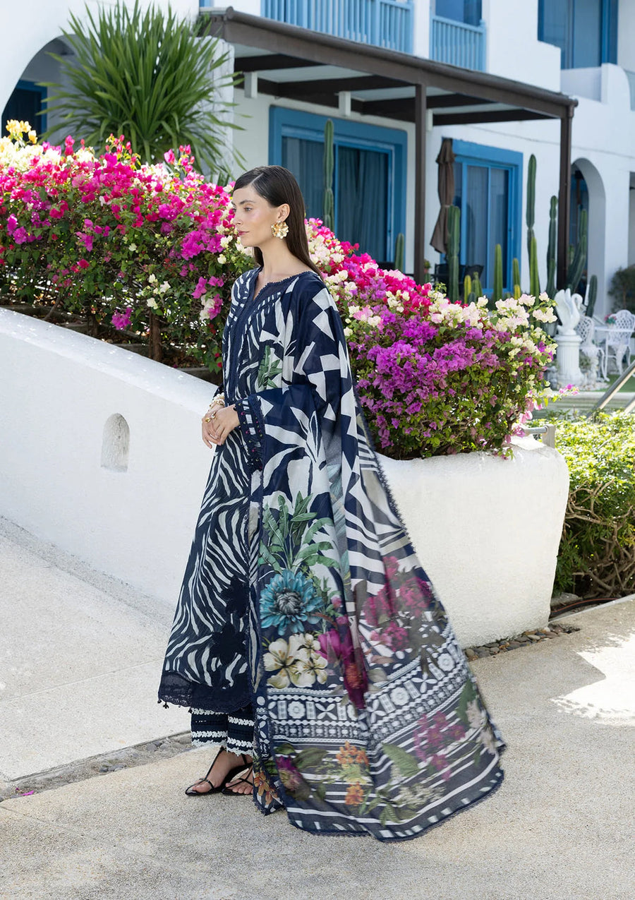Elaf Premium Santorini Printed Lawn Unstitched 3Pc Suit EPN-3A STARRY NIGHT