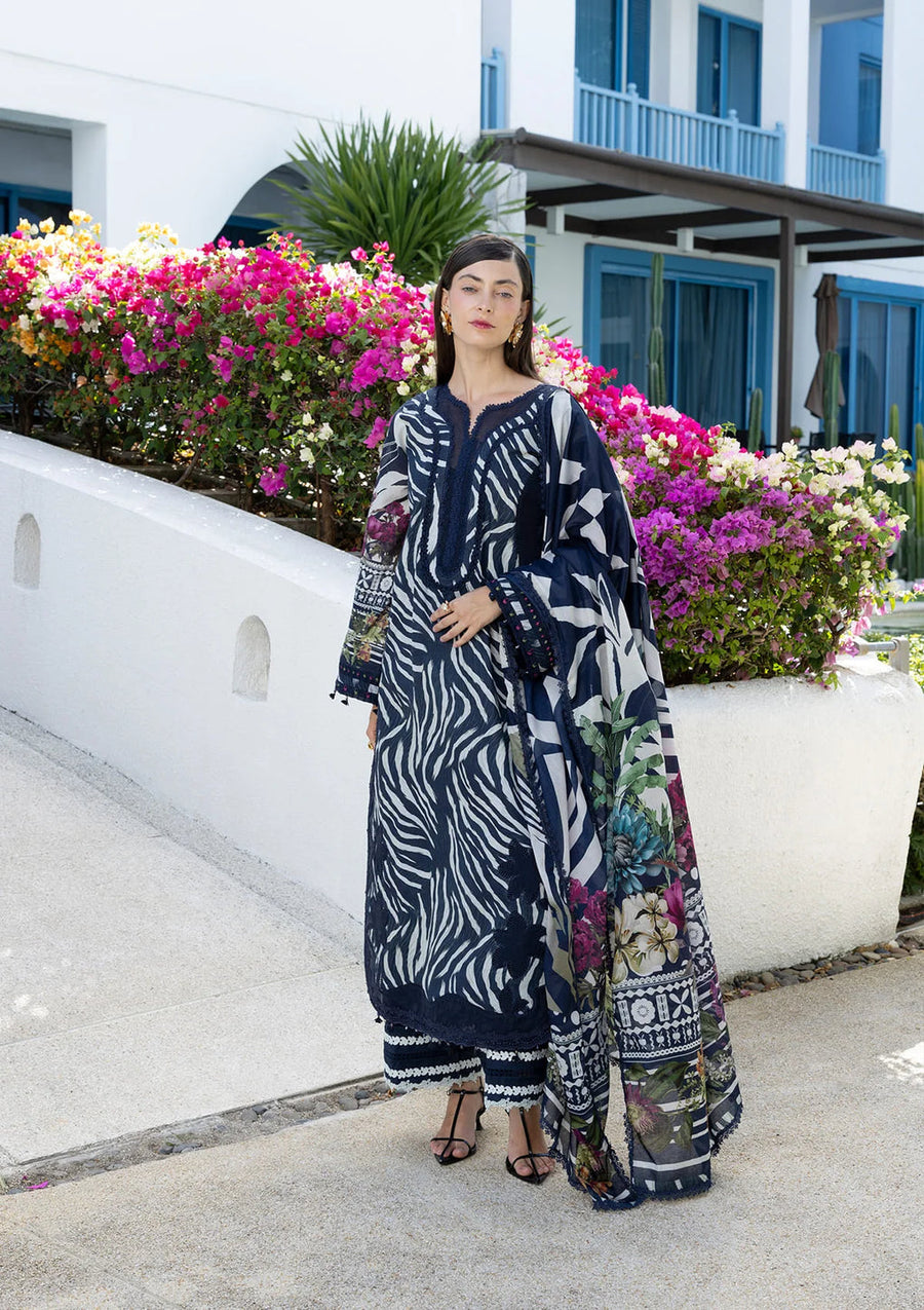 Elaf Premium Santorini Printed Lawn Unstitched 3Pc Suit EPN-3A STARRY NIGHT