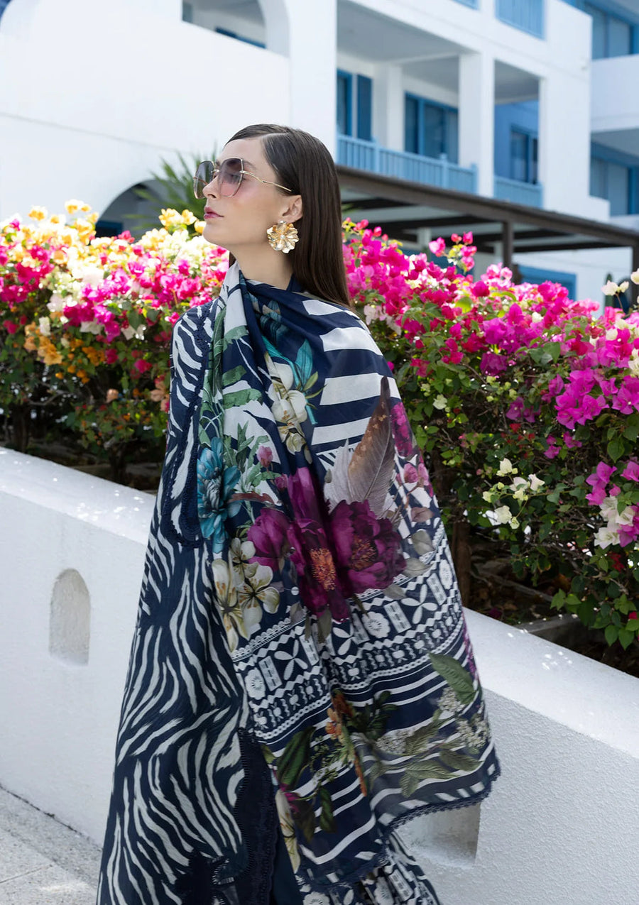 Elaf Premium Santorini Printed Lawn Unstitched 3Pc Suit EPN-3A STARRY NIGHT