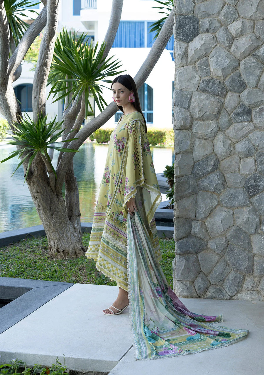 Elaf Premium Santorini Printed Lawn Unstitched 3Pc Suit EPN-4A AVOCADO
