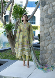 Elaf Premium Santorini Printed Lawn Unstitched 3Pc Suit EPN-4A AVOCADO