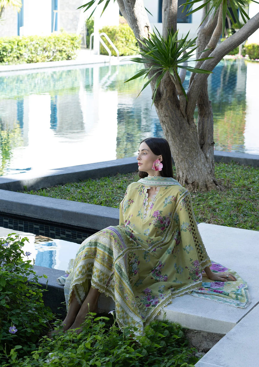 Elaf Premium Santorini Printed Lawn Unstitched 3Pc Suit EPN-4A AVOCADO