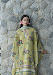 Elaf Premium Santorini Printed Lawn Unstitched 3Pc Suit EPN-4A AVOCADO