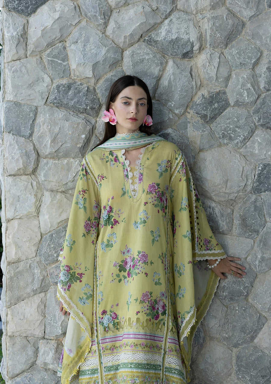 Elaf Premium Santorini Printed Lawn Unstitched 3Pc Suit EPN-4A AVOCADO