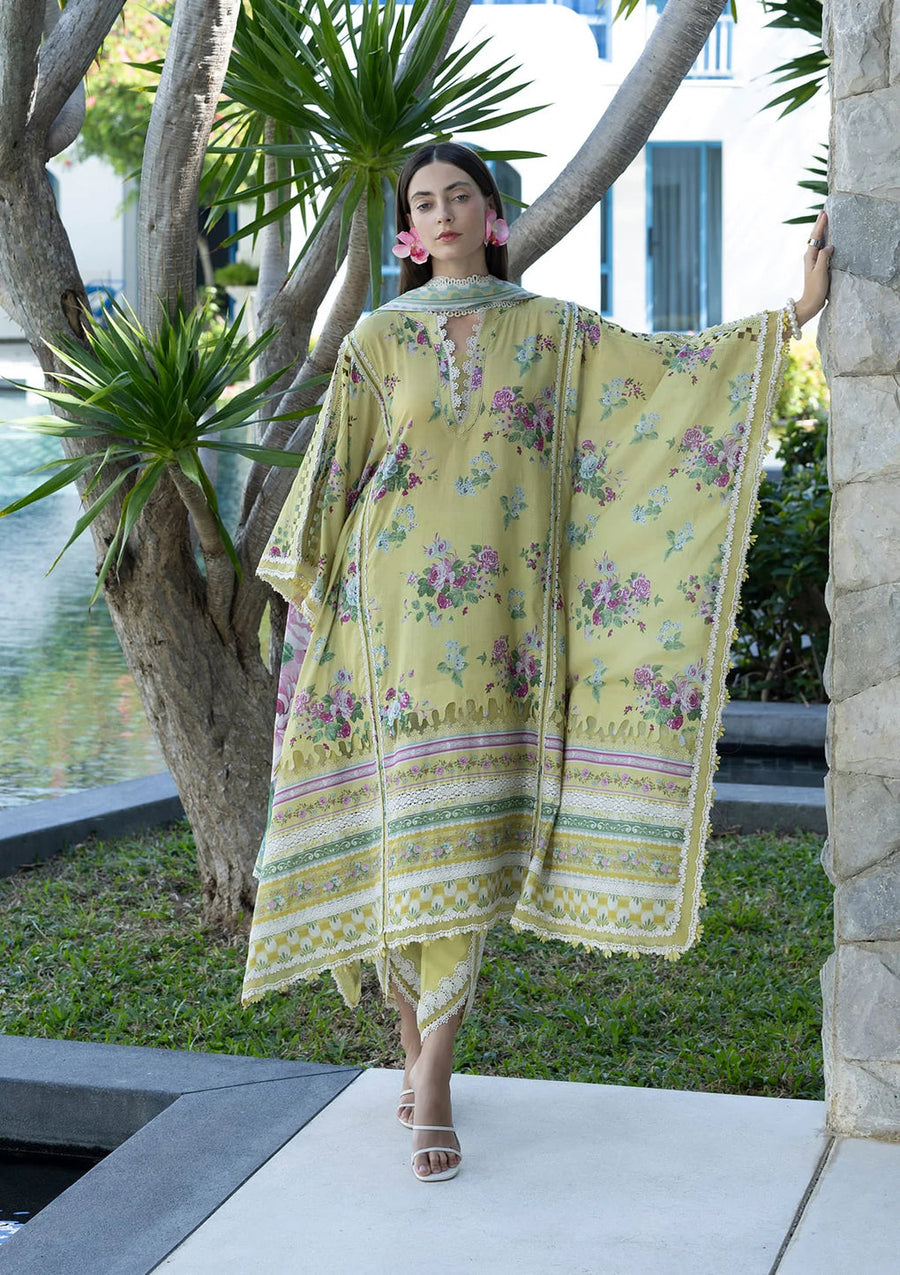 Elaf Premium Santorini Printed Lawn Unstitched 3Pc Suit EPN-4A AVOCADO