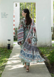 Elaf Premium Santorini Printed Lawn Unstitched 3Pc Suit EPN-6B OPALINE GARDEN