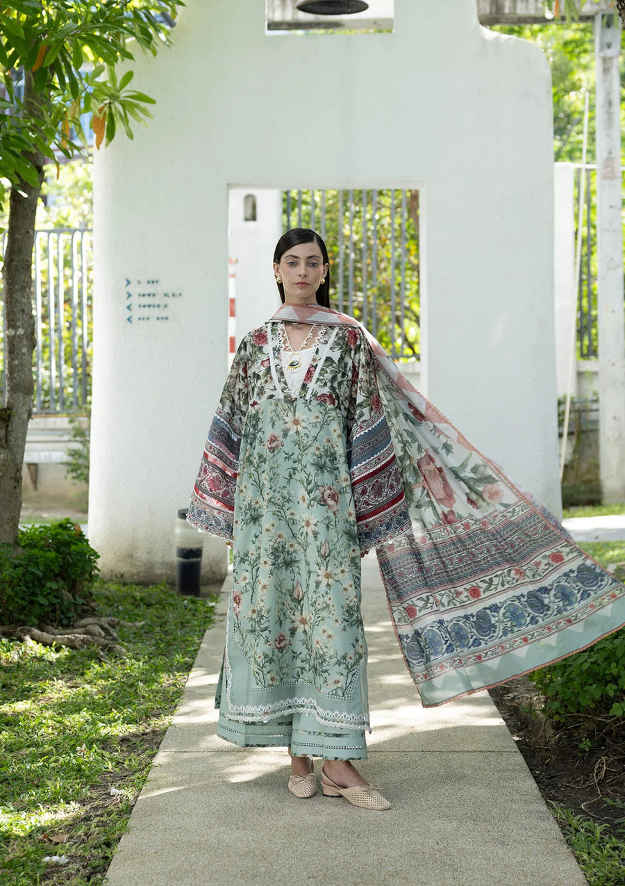Elaf Premium Santorini Printed Lawn Unstitched 3Pc Suit EPN-6B OPALINE GARDEN