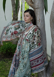 Elaf Premium Santorini Printed Lawn Unstitched 3Pc Suit EPN-6B OPALINE GARDEN