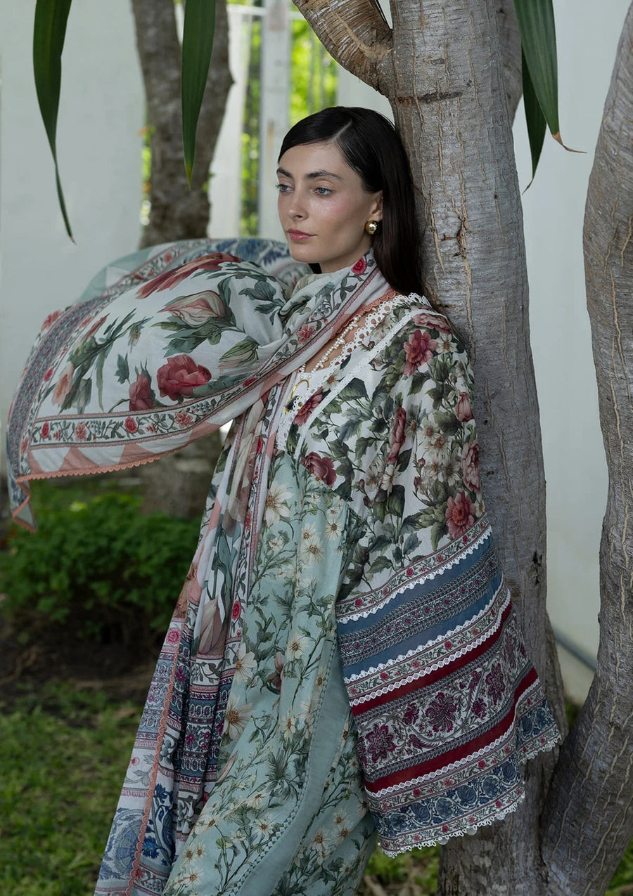 Elaf Premium Santorini Printed Lawn Unstitched 3Pc Suit EPN-6B OPALINE GARDEN