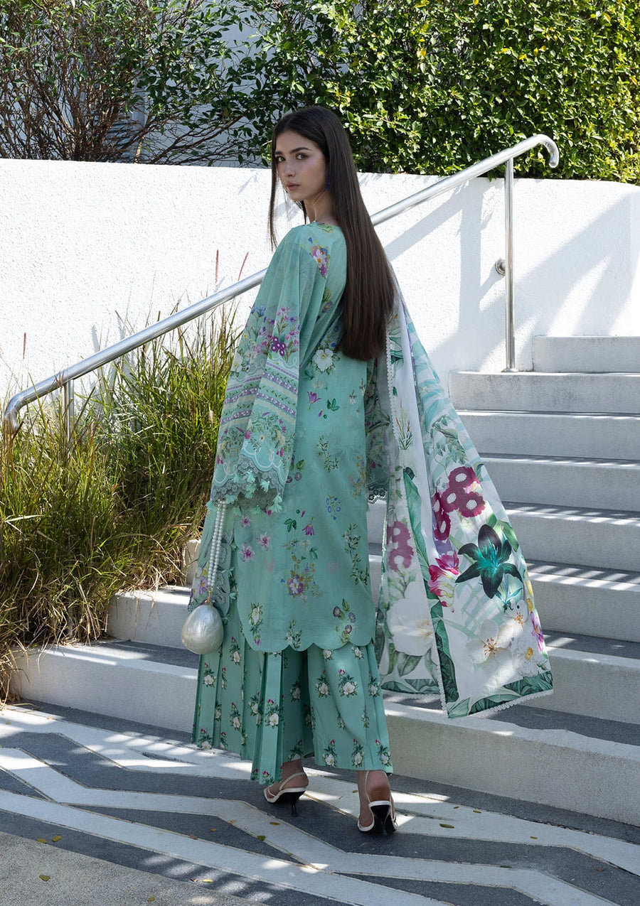 Elaf Premium Santorini Printed Lawn Unstitched 3Pc Suit EPN-7A TEAL ME