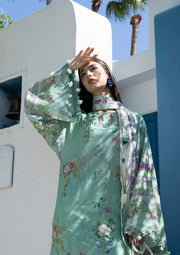 Elaf Premium Santorini Printed Lawn Unstitched 3Pc Suit EPN-7A TEAL ME