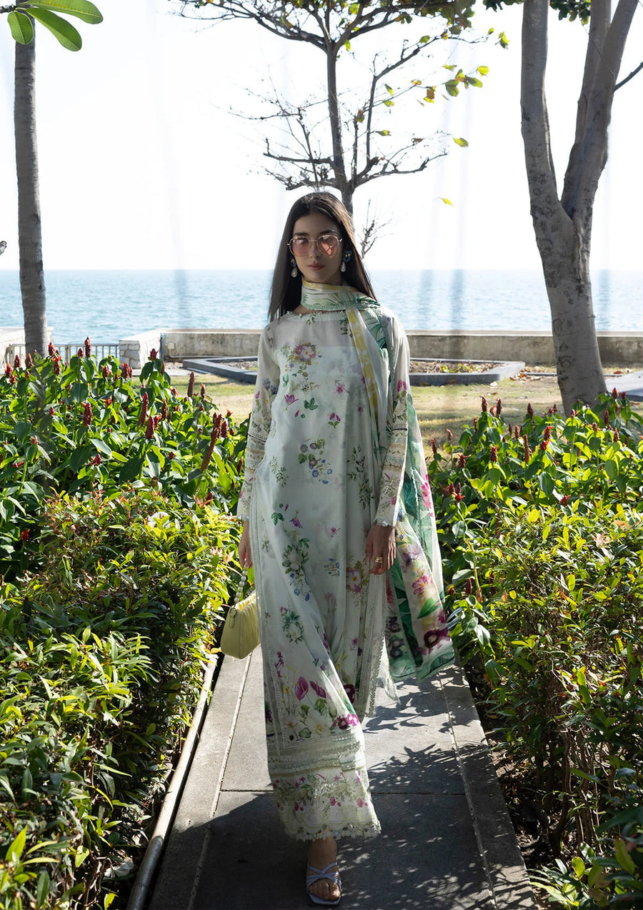 Elaf Premium Santorini Printed Lawn Unstitched 3Pc Suit EPN-7B MOON FLOWER
