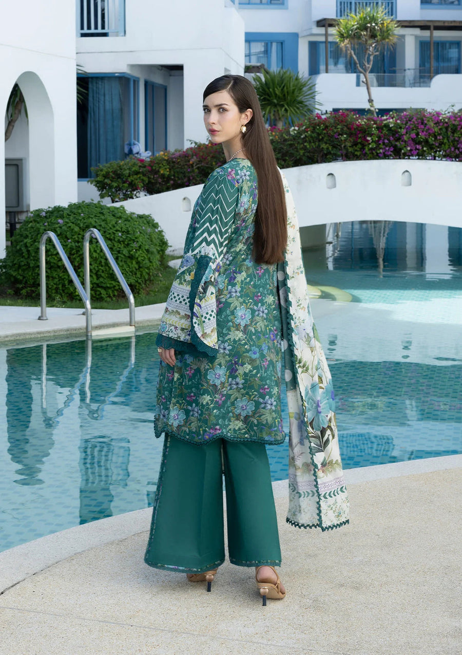 Elaf Premium Santorini Printed Lawn Unstitched 3Pc Suit EPN-9A PEACOCK