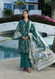 Elaf Premium Santorini Printed Lawn Unstitched 3Pc Suit EPN-9A PEACOCK