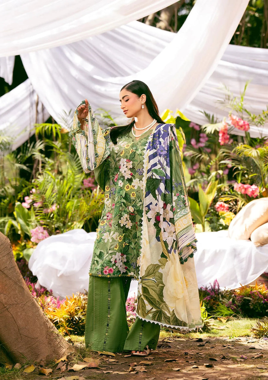 Elaf Prints Vol-02 Unstitched Printed Lawn 3Pc Suit EPS-1B GREEN EDEN