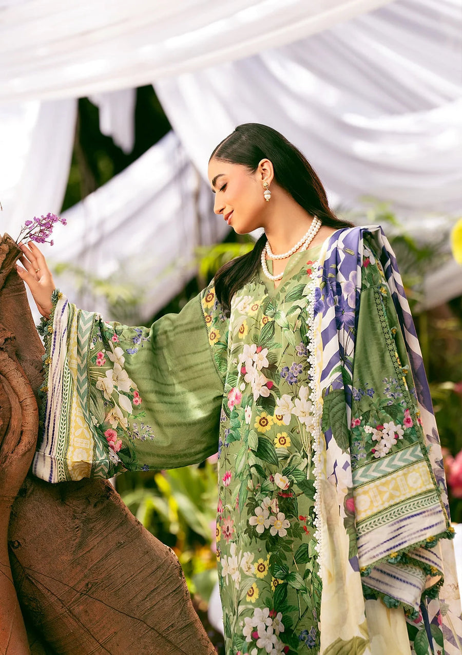 Elaf Prints Vol-02 Unstitched Printed Lawn 3Pc Suit EPS-1B GREEN EDEN