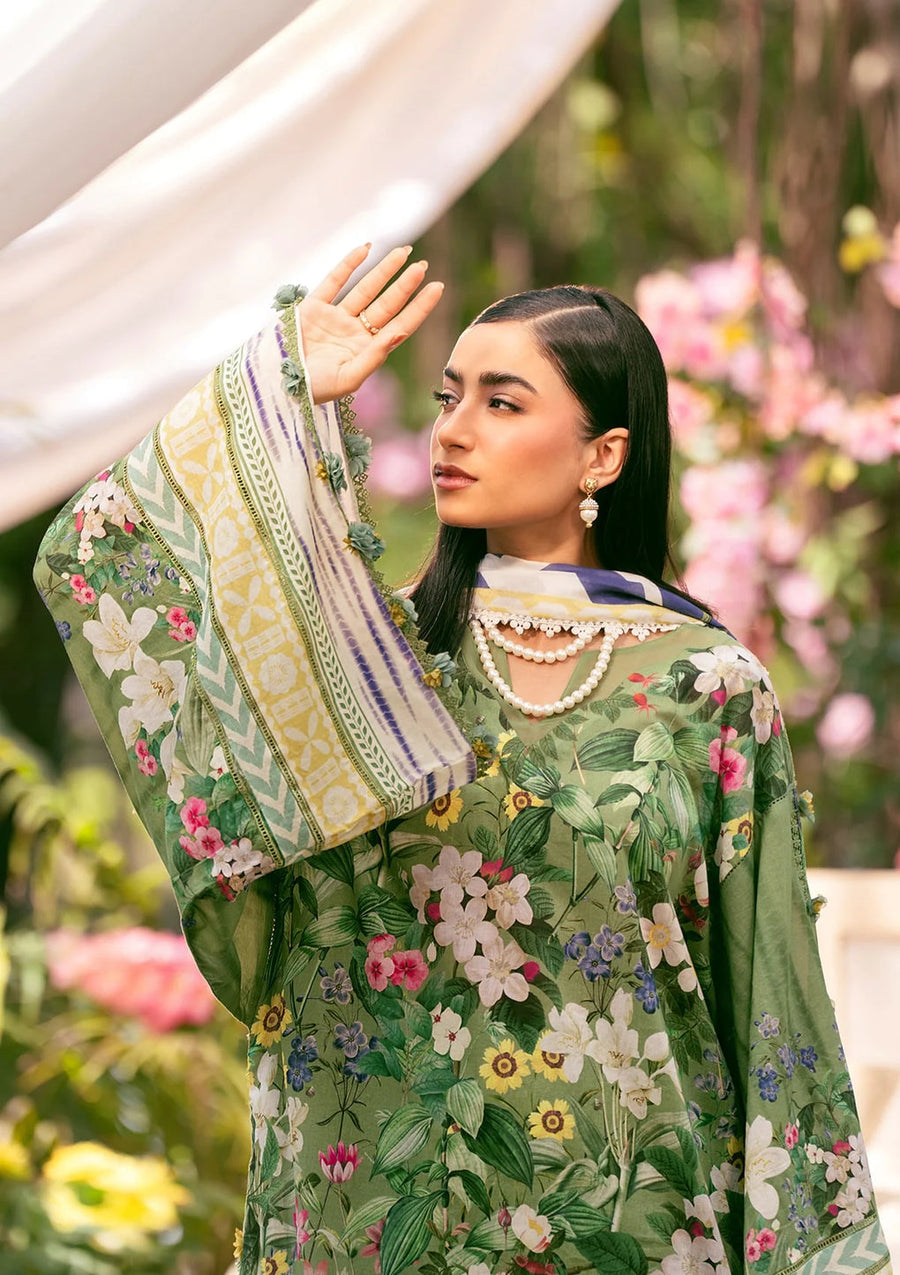 Elaf Prints Vol-02 Unstitched Printed Lawn 3Pc Suit EPS-1B GREEN EDEN