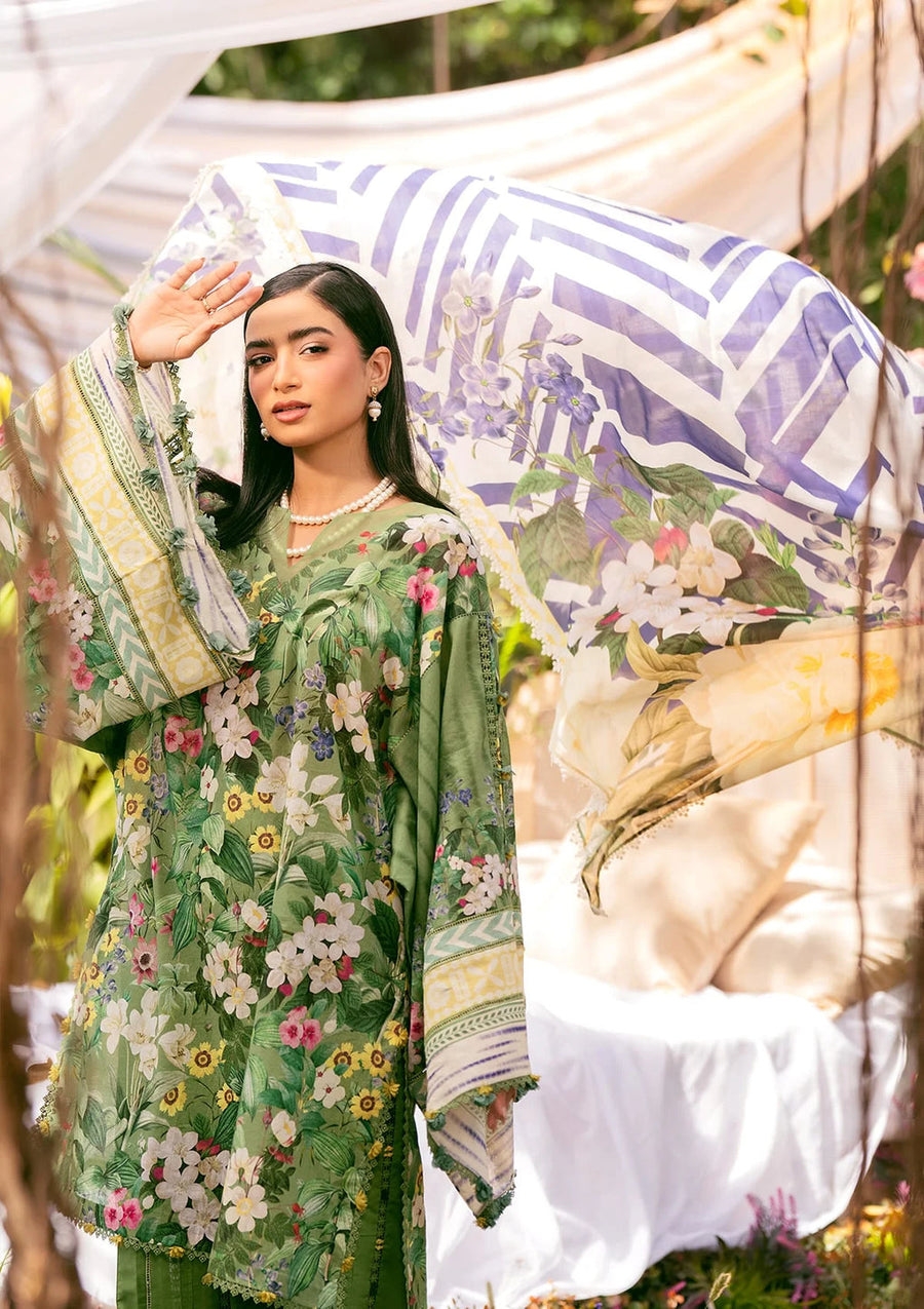 Elaf Prints Vol-02 Unstitched Printed Lawn 3Pc Suit EPS-1B GREEN EDEN