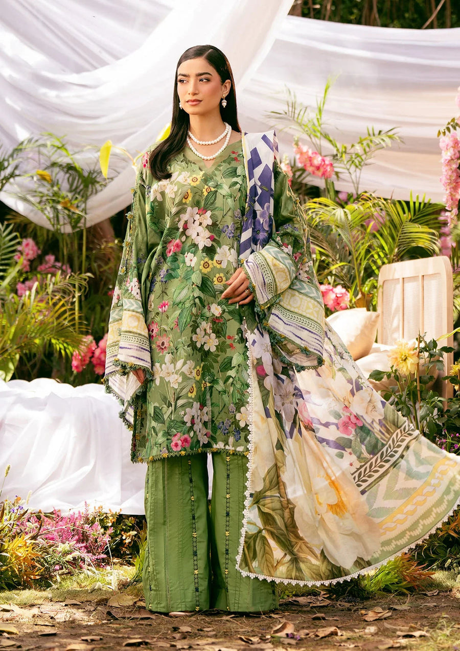 Elaf Prints Vol-02 Unstitched Printed Lawn 3Pc Suit EPS-1B GREEN EDEN