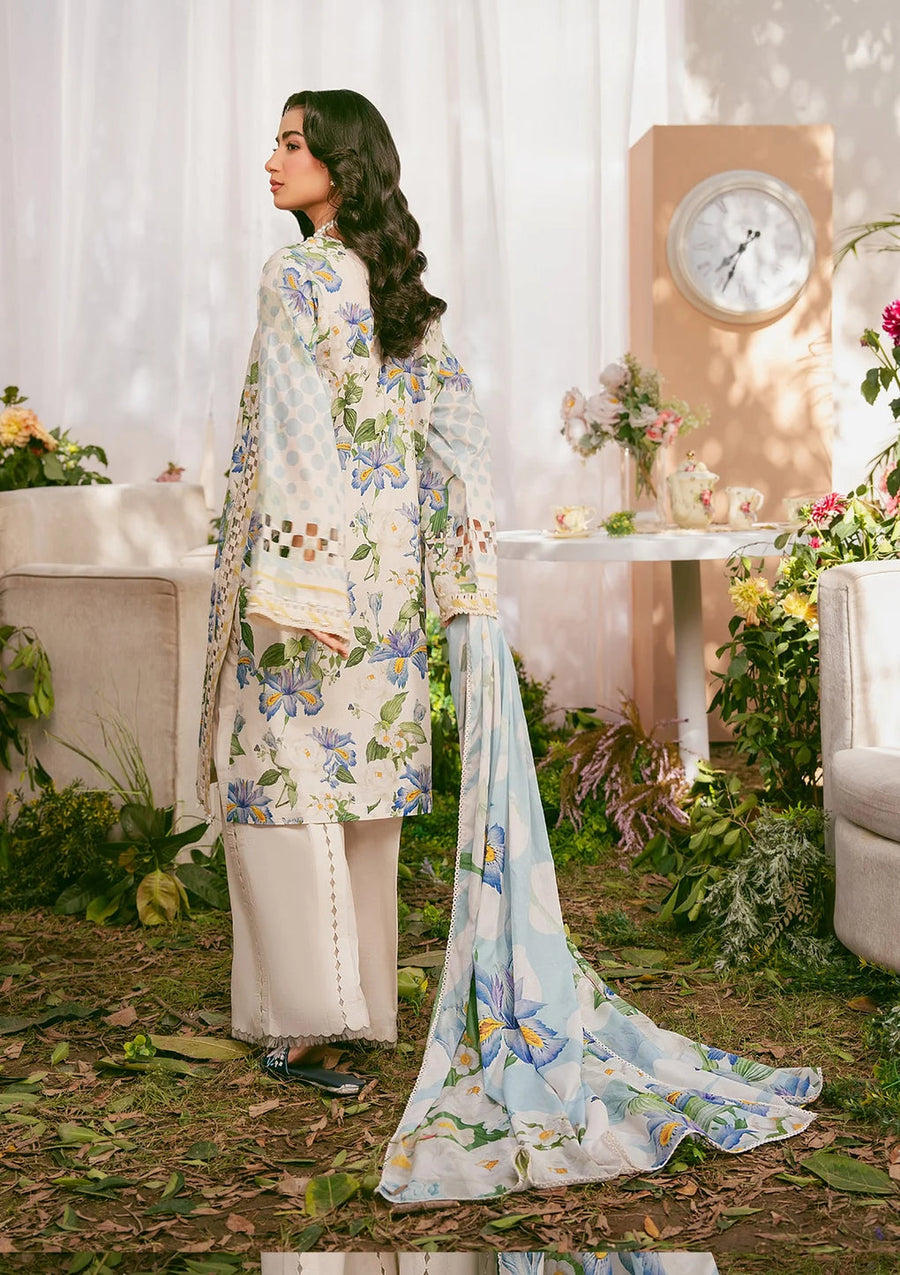 Elaf Prints Vol-02 Unstitched Printed Lawn 3Pc Suit EPS-6A IVORY PETALS