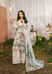 Elaf Prints Vol-02 Unstitched Printed Lawn 3Pc Suit EPS-6A IVORY PETALS