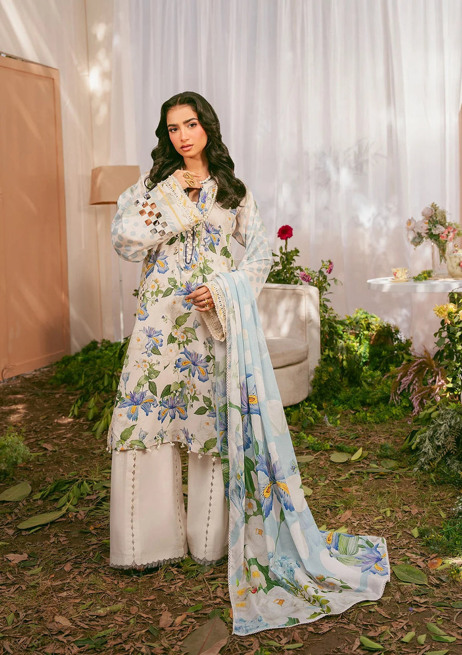 Elaf Prints Vol-02 Unstitched Printed Lawn 3Pc Suit EPS-6A IVORY PETALS