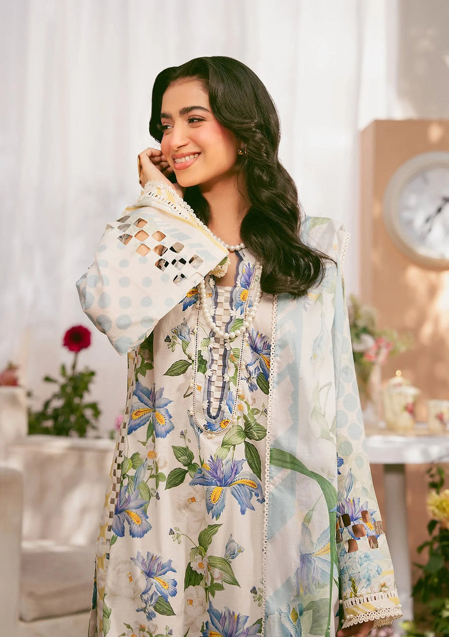 Elaf Prints Vol-02 Unstitched Printed Lawn 3Pc Suit EPS-6A IVORY PETALS