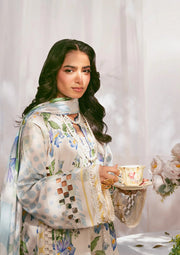 Elaf Prints Vol-02 Unstitched Printed Lawn 3Pc Suit EPS-6A IVORY PETALS