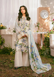 Elaf Prints Vol-02 Unstitched Printed Lawn 3Pc Suit EPS-6A IVORY PETALS