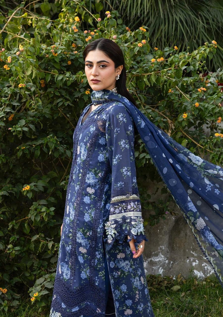 Elaf Premium Print Chikankari Lawn Unstitched 3Pc Suit ERC-3B NEEL