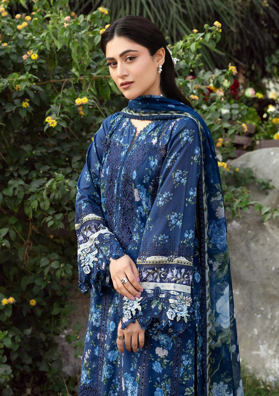 Elaf Premium Print Chikankari Lawn Unstitched 3Pc Suit ERC-3B NEEL