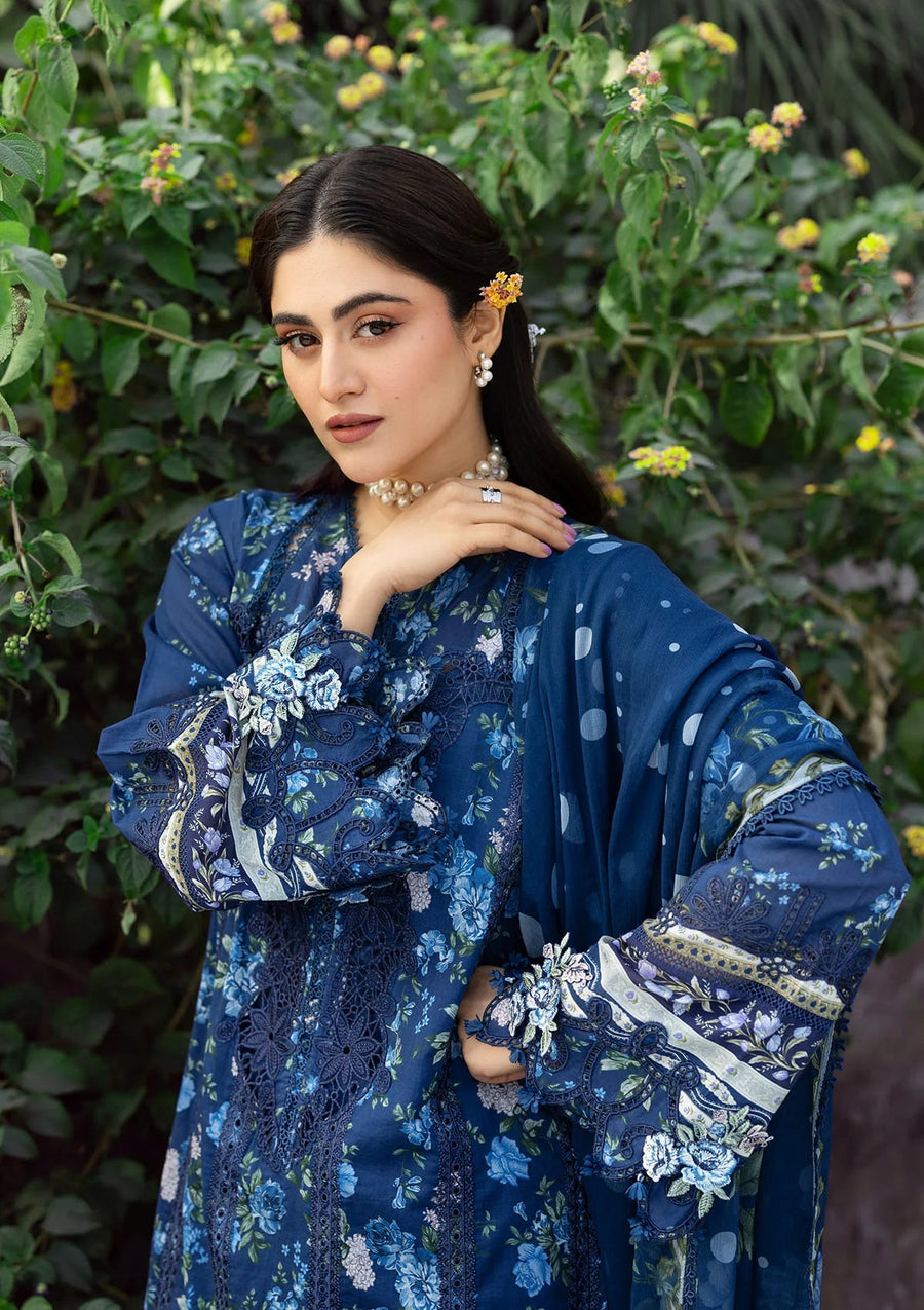 Elaf Premium Print Chikankari Lawn Unstitched 3Pc Suit ERC-3B NEEL