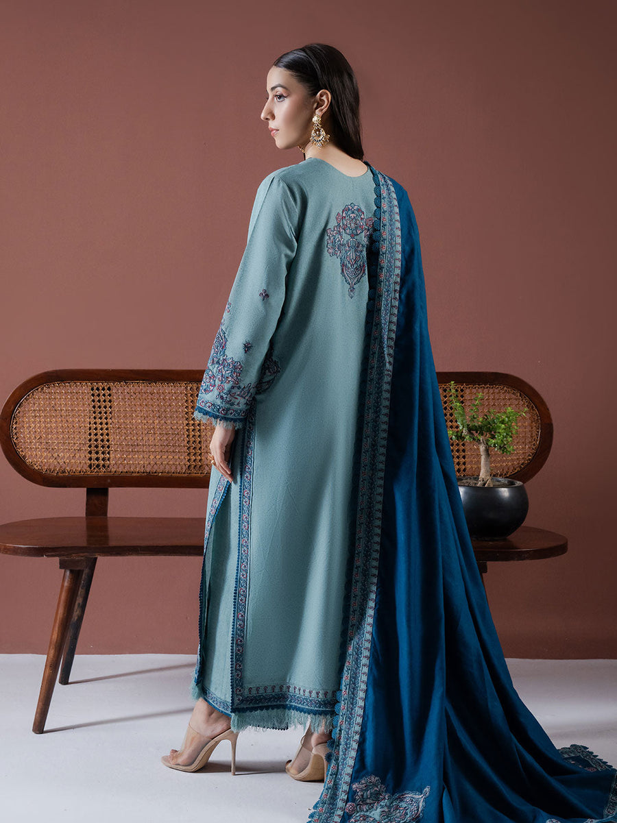 Faiza Faisal Winter Unstitched Embroidered Karandi 3Pc Suit - ERSA