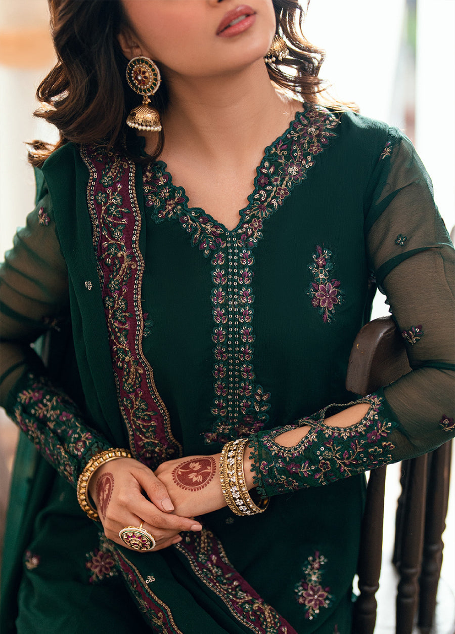 Azure Eid Ensembles Embroidered Chiffon Unstitched 3Pc Suit ES-131