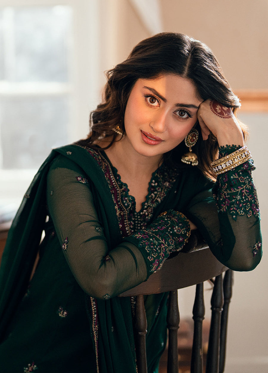 Azure Eid Ensembles Embroidered Chiffon Unstitched 3Pc Suit ES-131