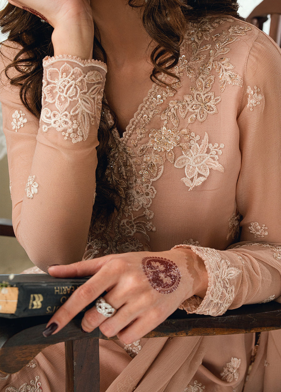 Azure Eid Ensembles Embroidered Chiffon Unstitched 3Pc Suit ES-135