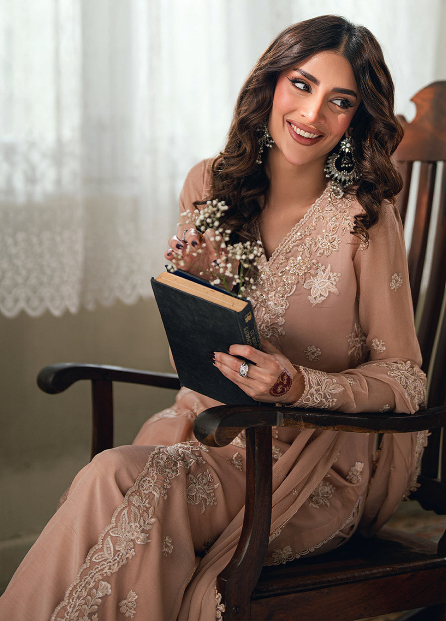 Azure Eid Ensembles Embroidered Chiffon Unstitched 3Pc Suit ES-135